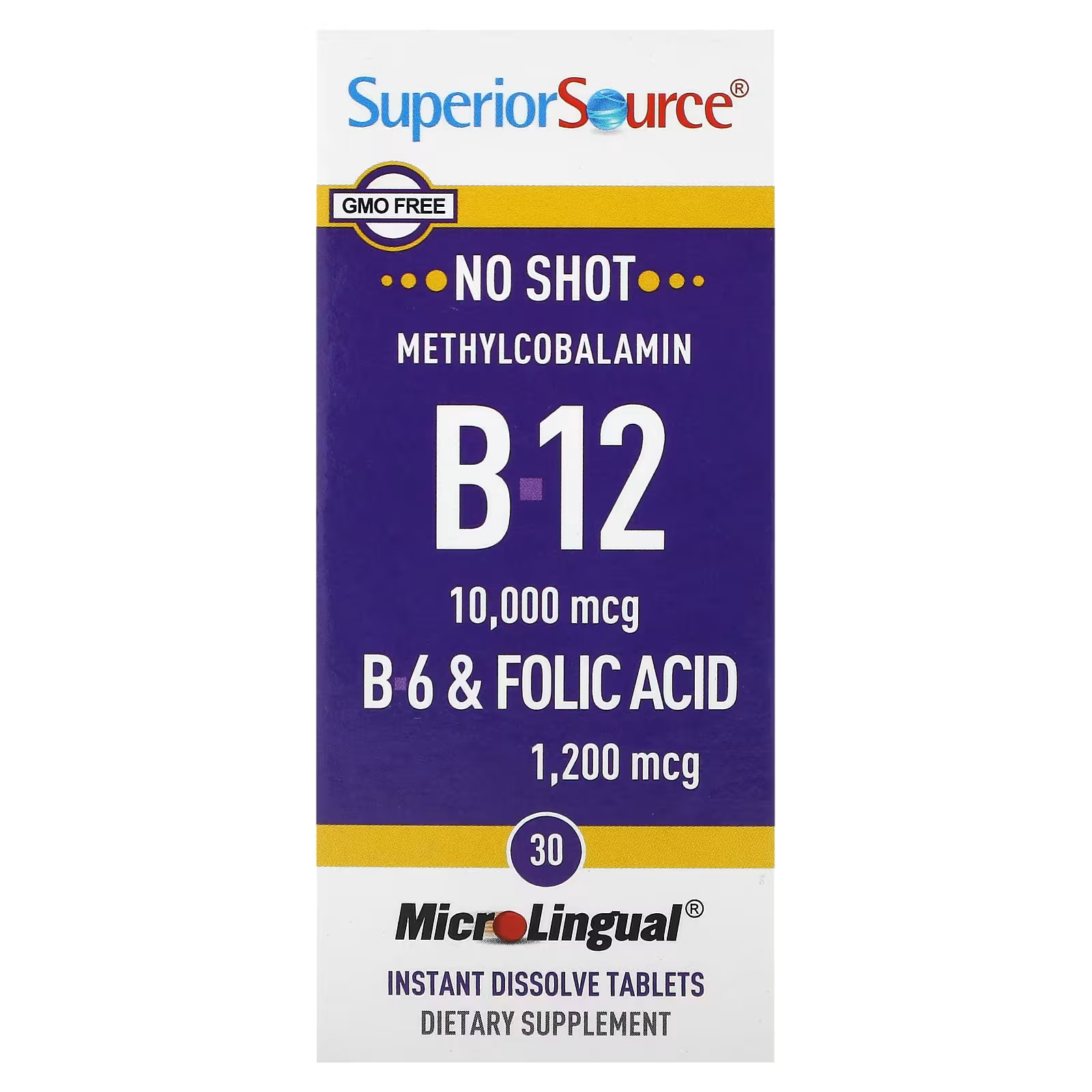 Метилкобаламин B-12 B-6 и фолиевая кислота MicroLingual Superior Source высшего качества, 30 растворяющихся таблеток цианокобаламин b 12 b 6 и фолиевая кислота microlingual superior source 60 растворяющихся таблеток