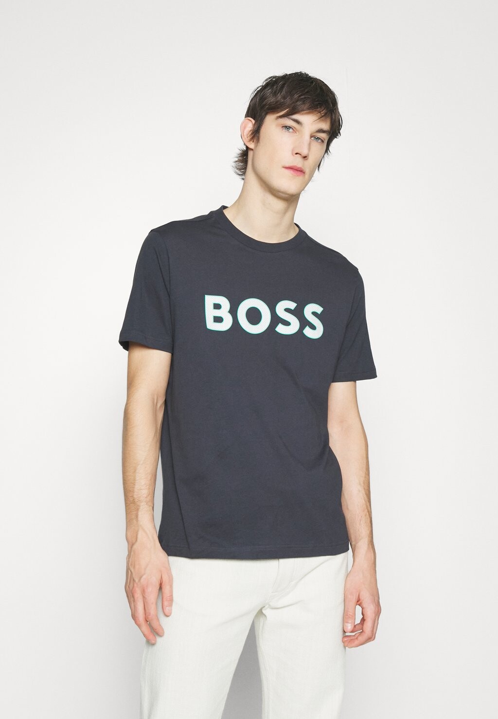 

Футболка с принтом BOSS, темно-синий