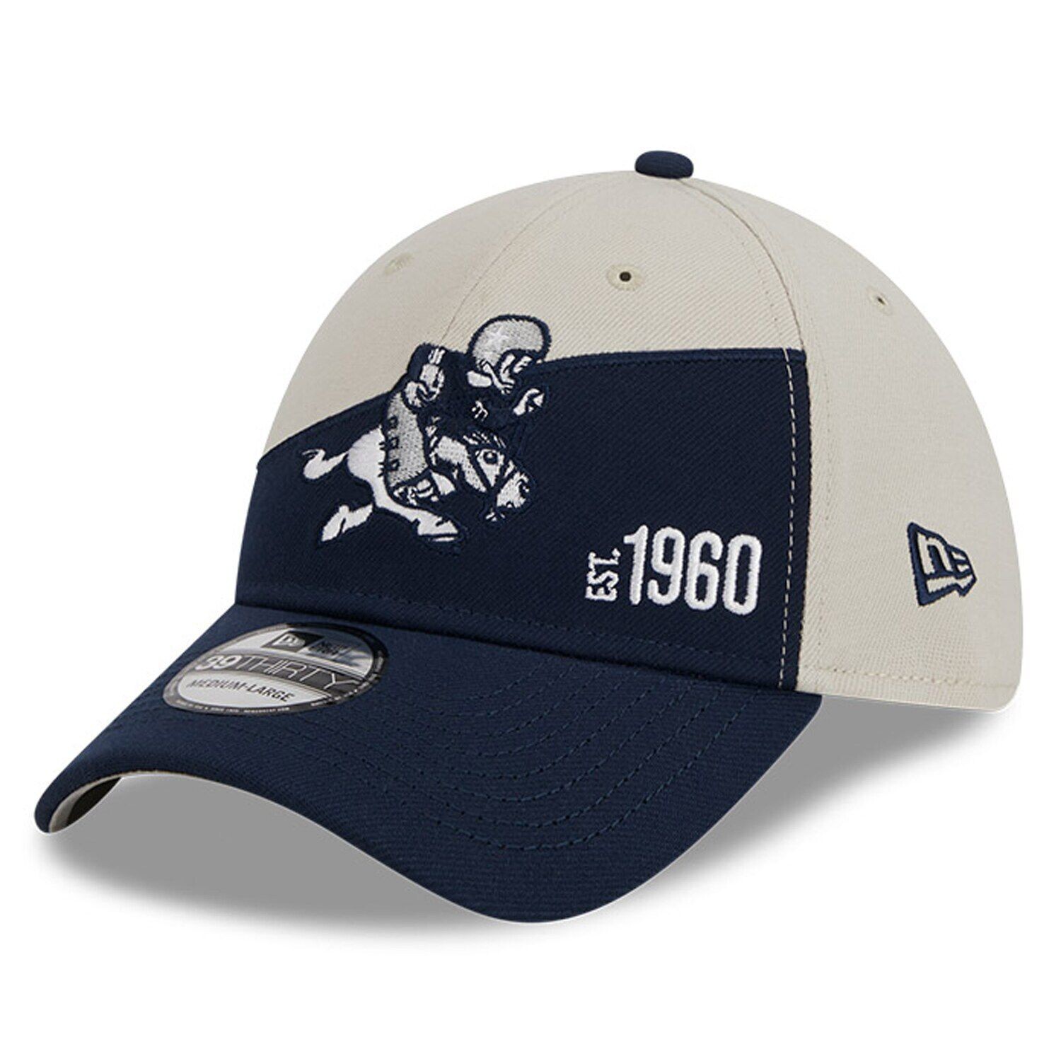 

Мужская кепка New Era кремового/темно-синего цвета Dallas Cowboys 2023 Sideline Historic 39THIRTY Flex Hat