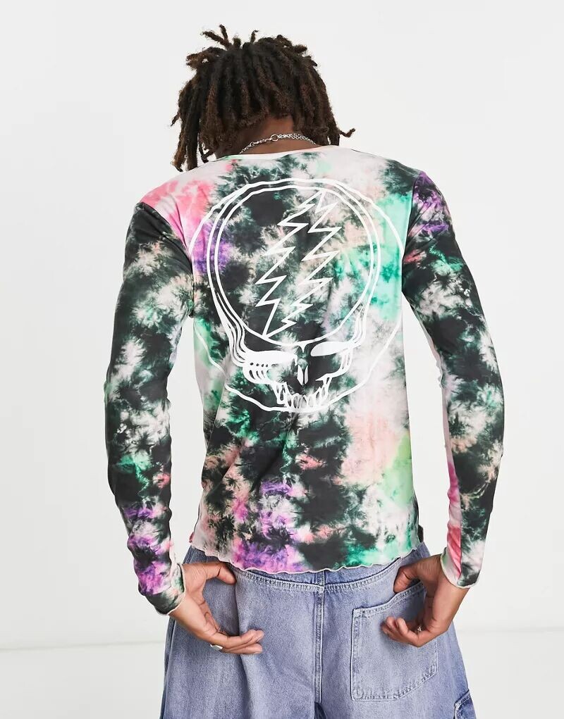 

Разноцветная футболка с длинными рукавами и принтом Grateful Dead ASOS