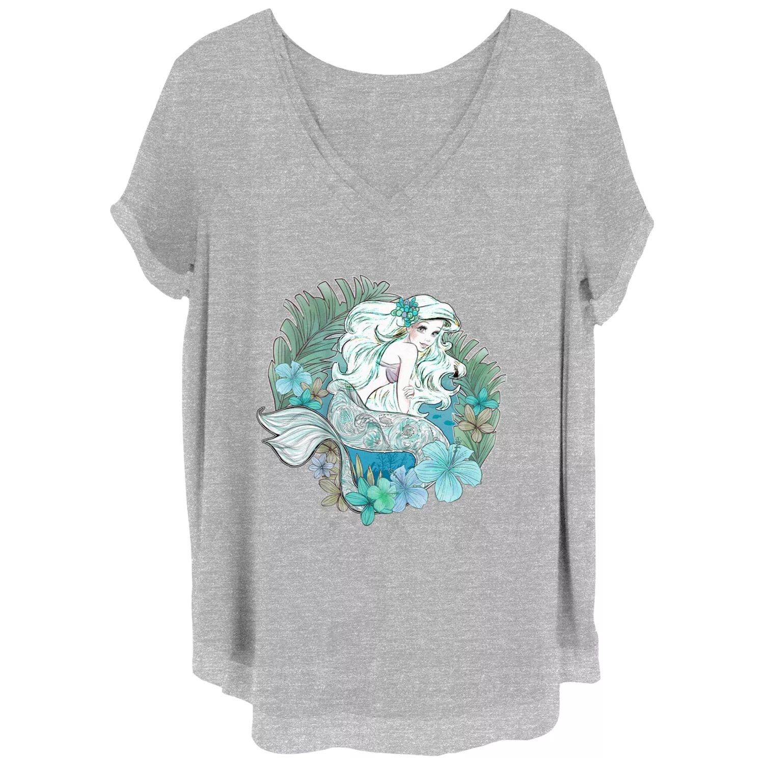 

Футболка Disney's The Little Mermaid Ariel Juniors Plus Watercolors с V-образным вырезом и рисунком Disney