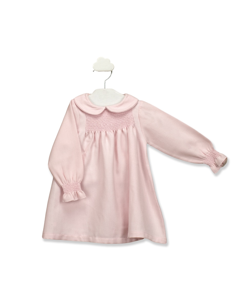 Платье для девочки однотонное розового цвета BABIDÚ, розовый платье из хлопка с декоративным воротником