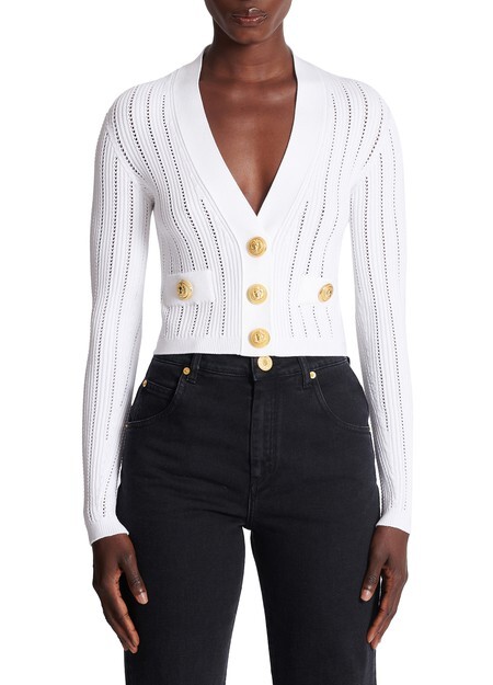 

Короткий кардиган из сетки Balmain, белый