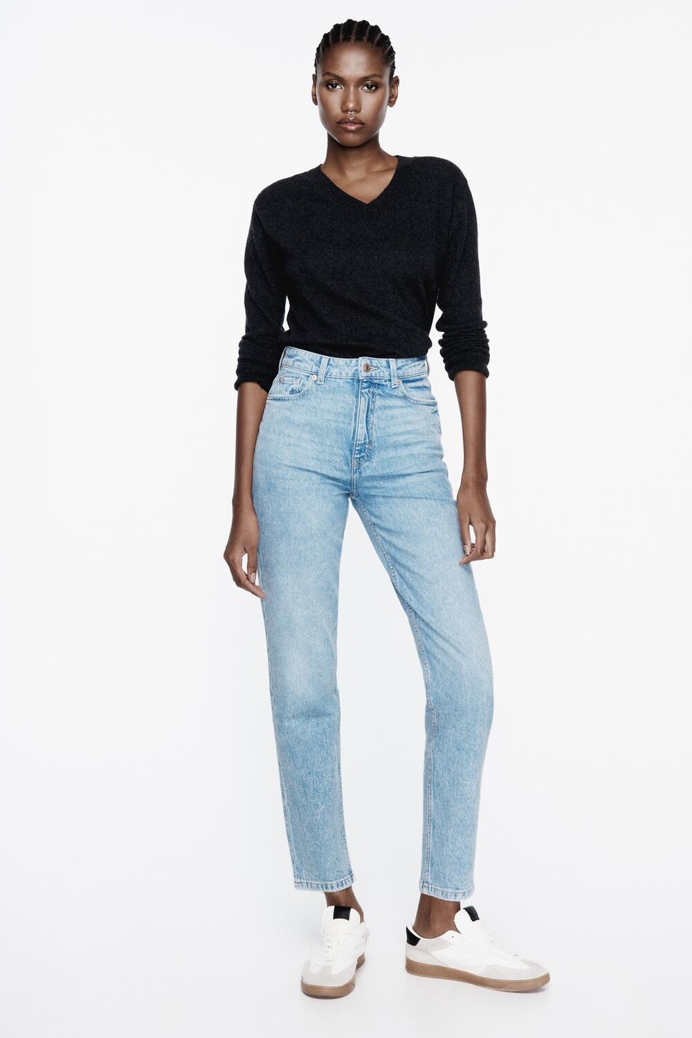 

Джинсы с высокой посадкой z1975 mom-fit ZARA, средне-синий