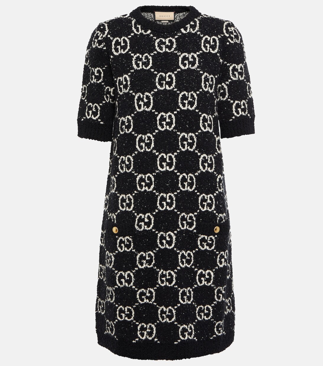 

Жаккардовое мини-платье с узором GG и хлопком GUCCI, черный