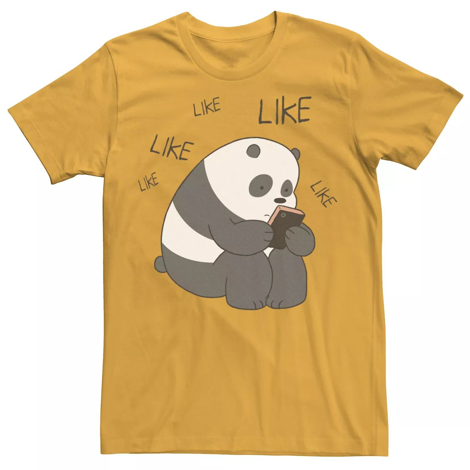 

Мужская футболка Cartoon Network We Bare Bears Like Like с графическим текстовым сообщением Licensed Character, золотой, Желтый