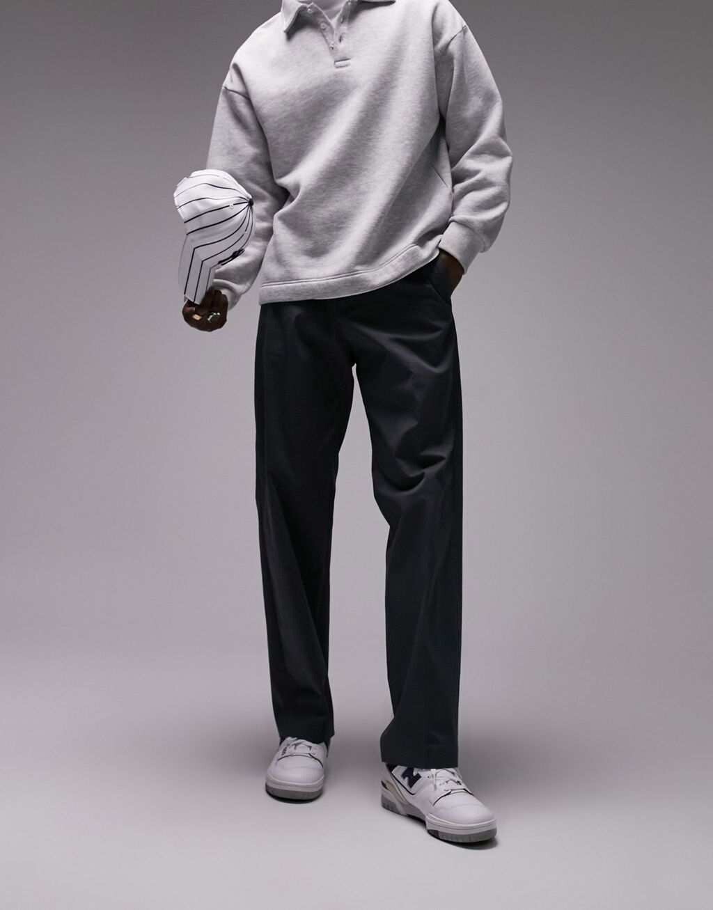 

Серые широкие брюки из хлопка Topman
