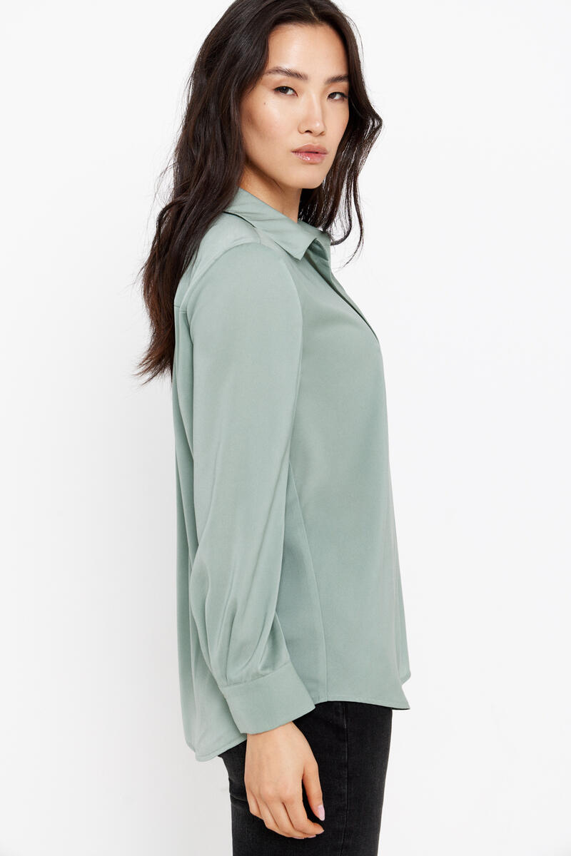 Атласная рубашка Cortefiel, зеленый