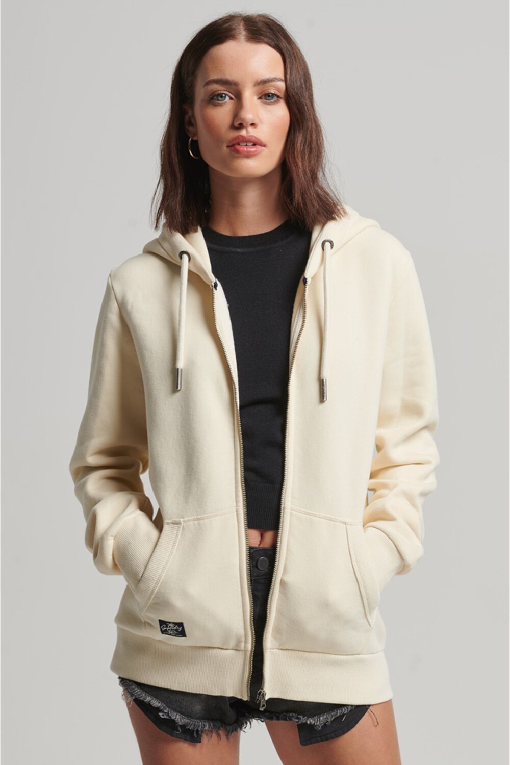 

Винтажная толстовка с логотипом и застежкой-молнией Superdry, бежевый