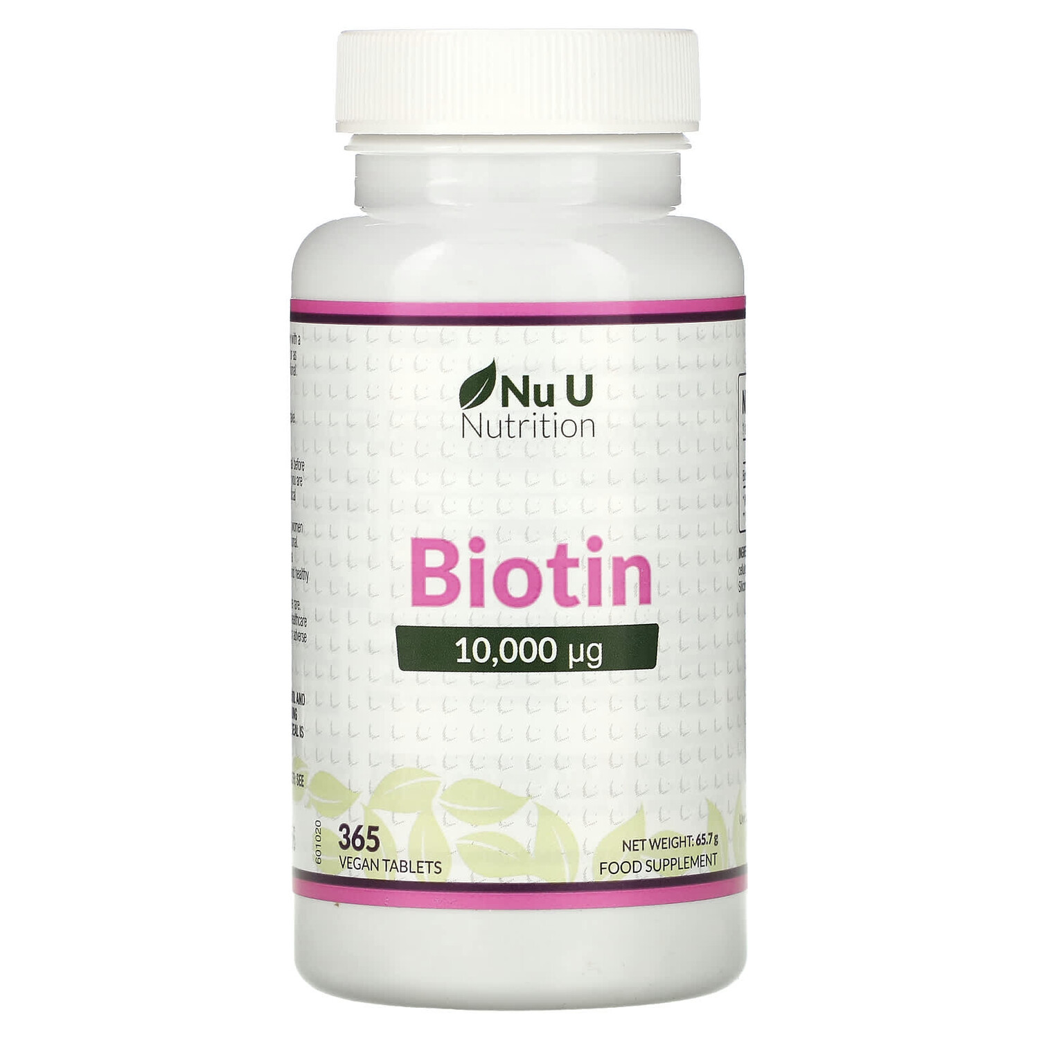 

Биотин, 10 000 мгк, 365 растительных таблеток, Nu U Nutrition