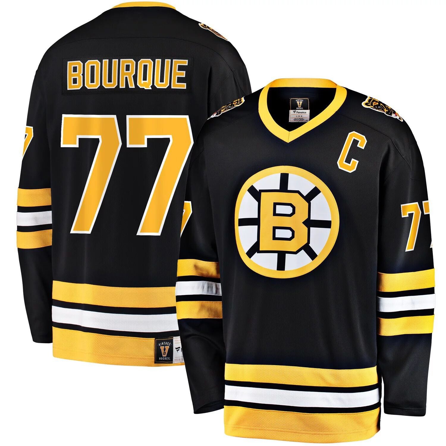 

Мужская черная футболка Fanatics с логотипом Ray Bourque Boston Bruins Premier отколовшегося игрока пенсионера