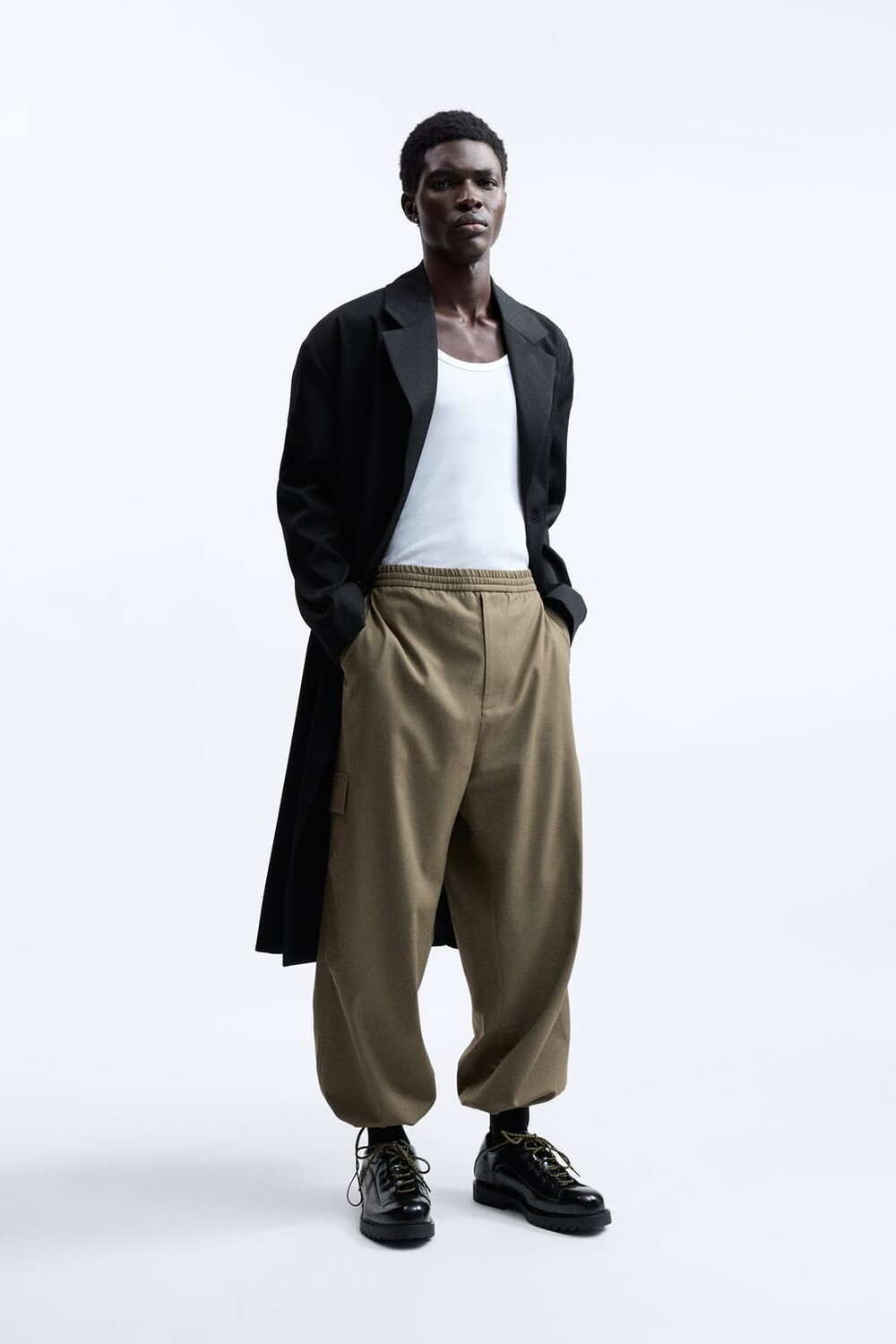 

Брюки parachute ZARA, Белый