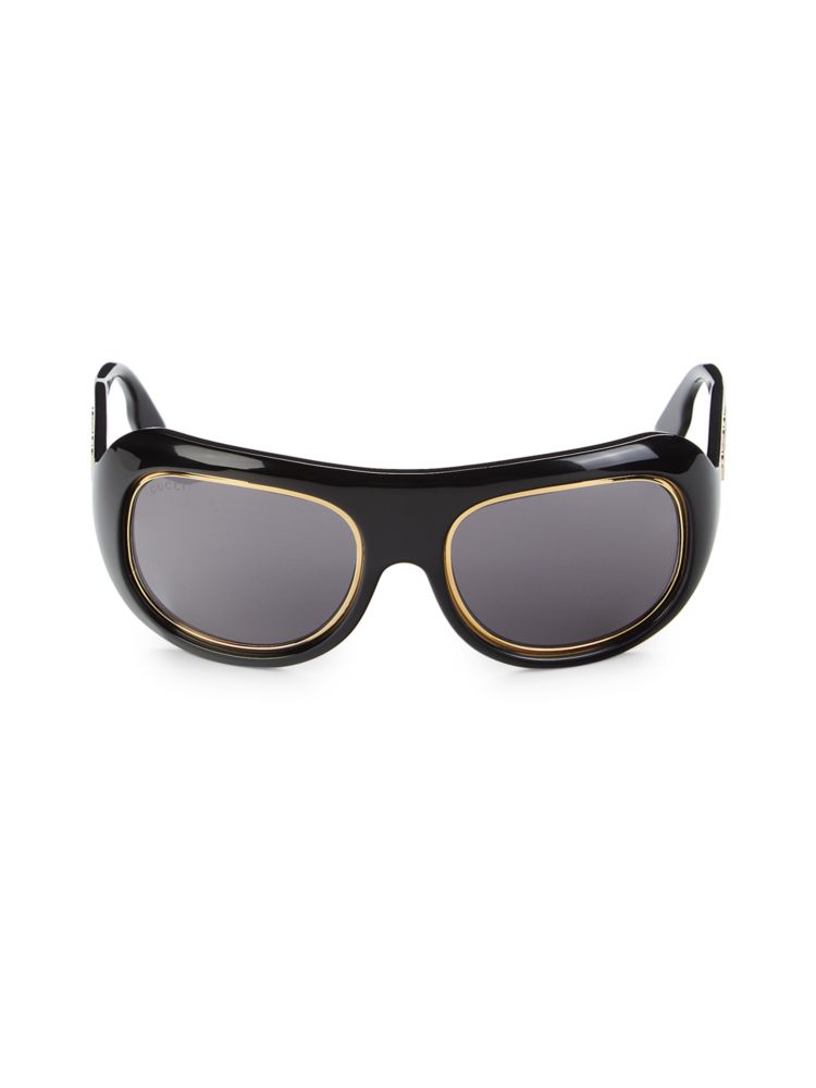 Большие овальные солнцезащитные очки 56MM Gucci, черный цена и фото