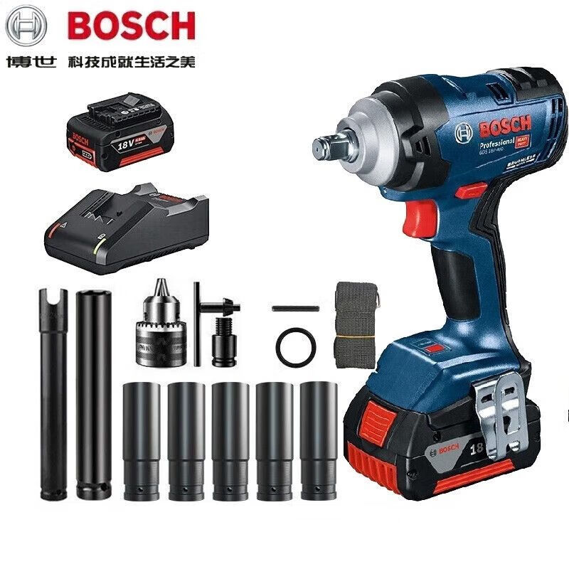 Гайковерт ударный Bosch GDS18V-400 с насадками