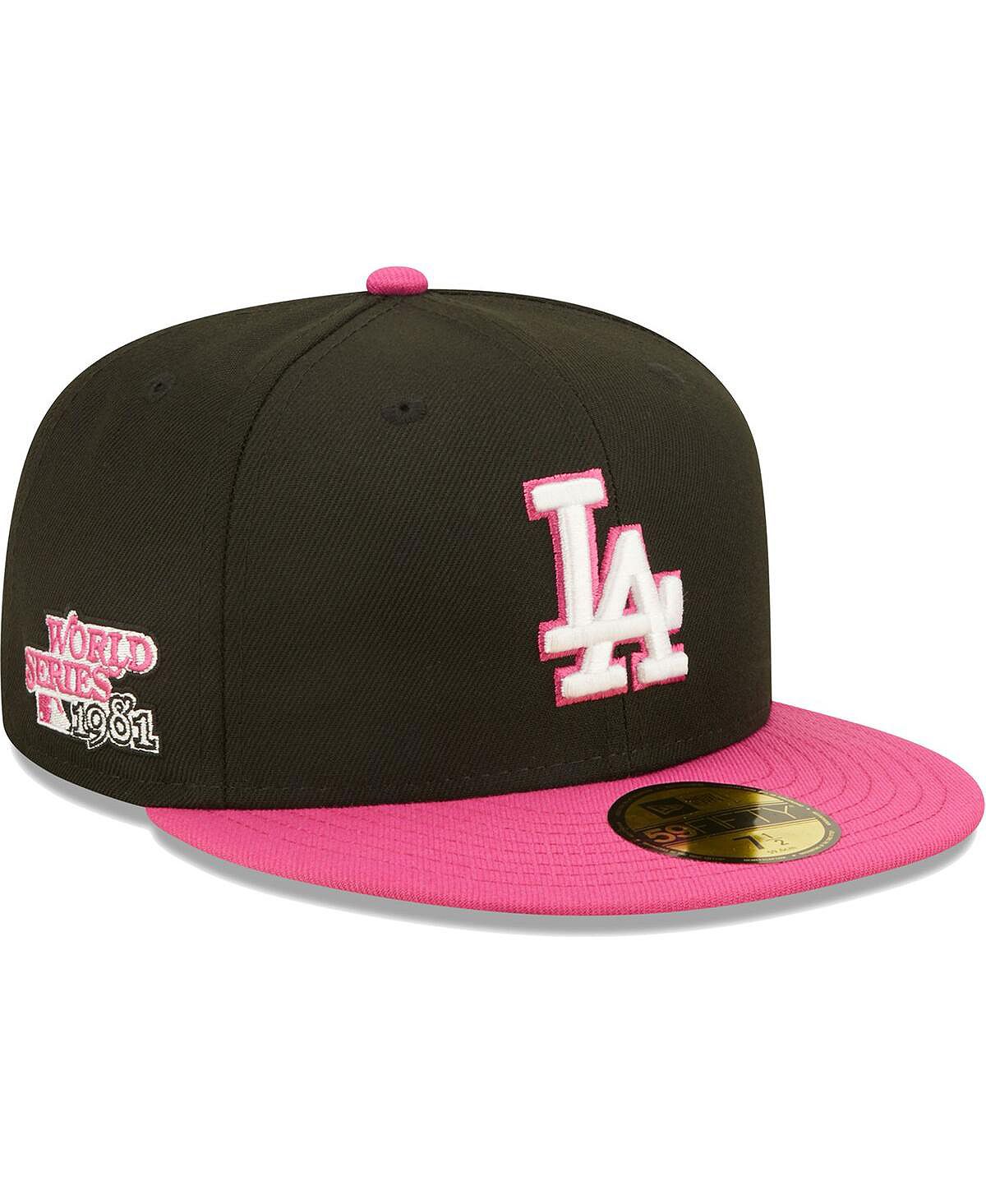 Мужская шляпа черного и розового цвета Los Angeles Dodgers 1981 World Series Champions Passion 59FIFTY. New Era