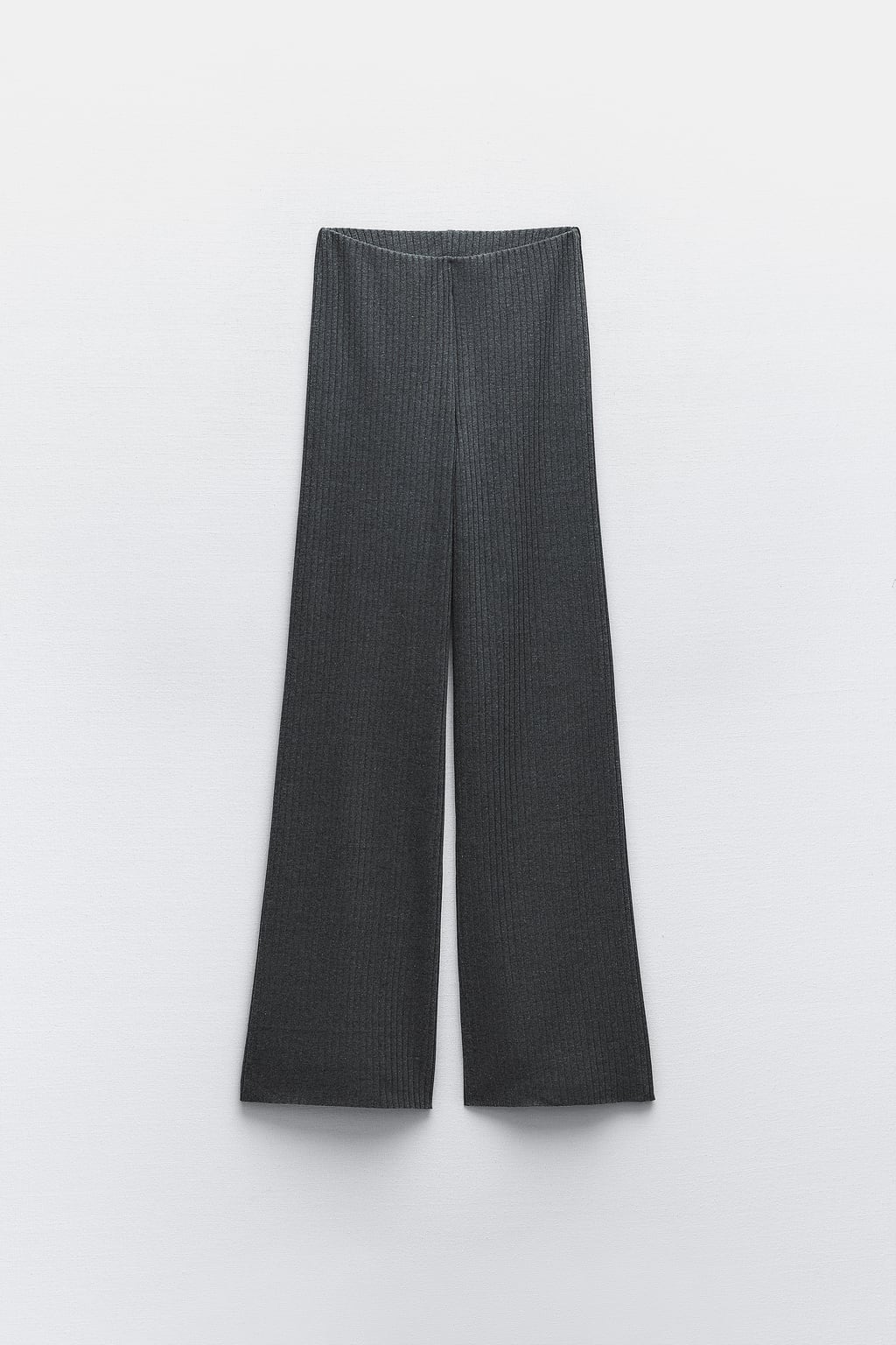 Широкие брюки в рубчик ZARA, серый мергель брюки карандаш женские повседневные до щиколотки однотонные хлопковые штаны с эластичным поясом черные брюки с широкими штанинами в стил
