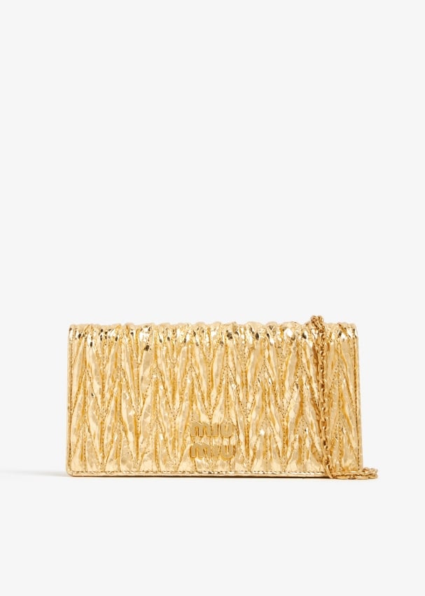 Сумка Miu Miu Matelassé Ayers Leather Mini-Bag, золотой
