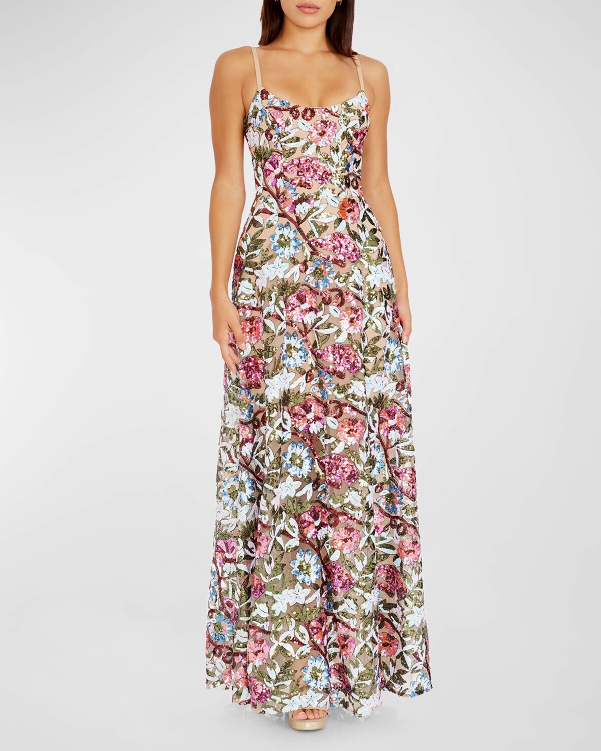 

Umalina Платье без рукавов с цветочным принтом и пайетками Dress the Population Black Label, цвет Bright Fuchsia Multi