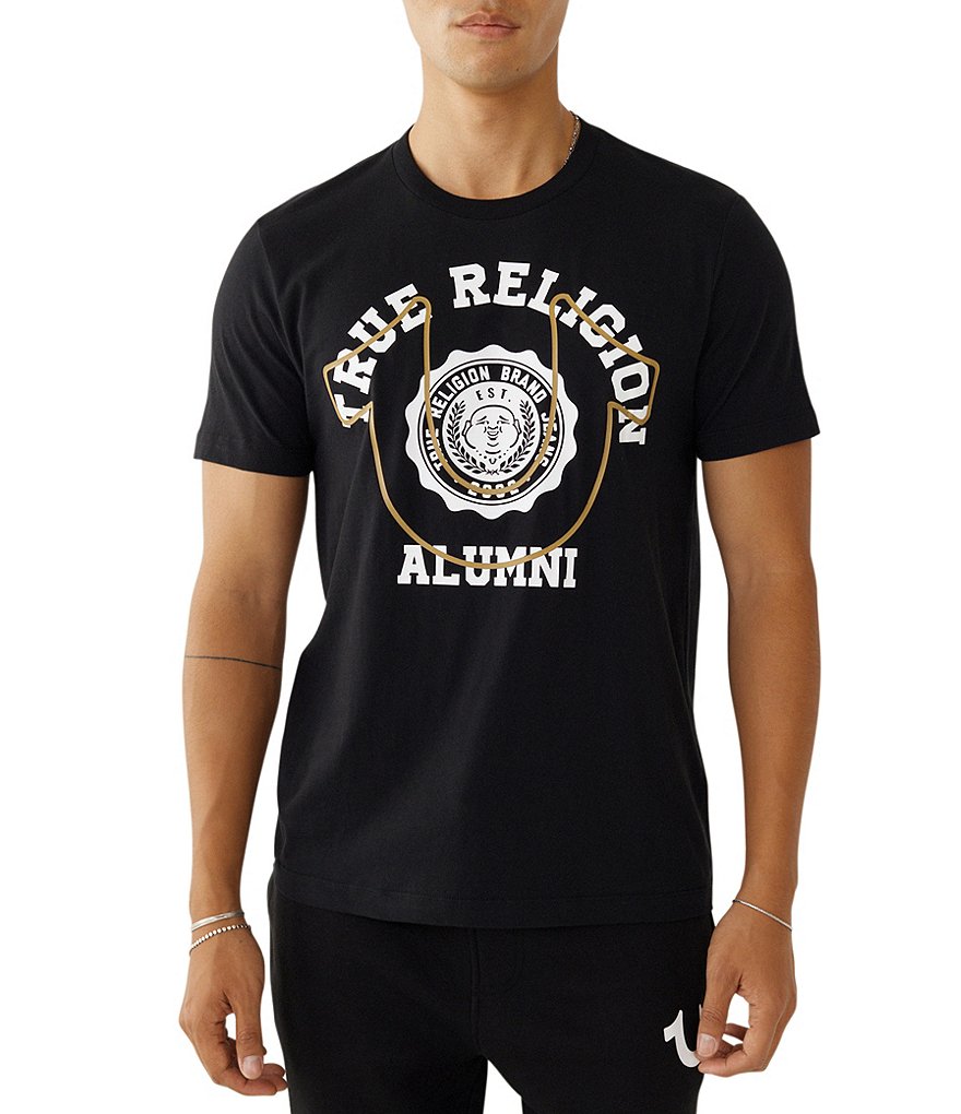 Футболка выпускника True Religion с короткими рукавами, черный