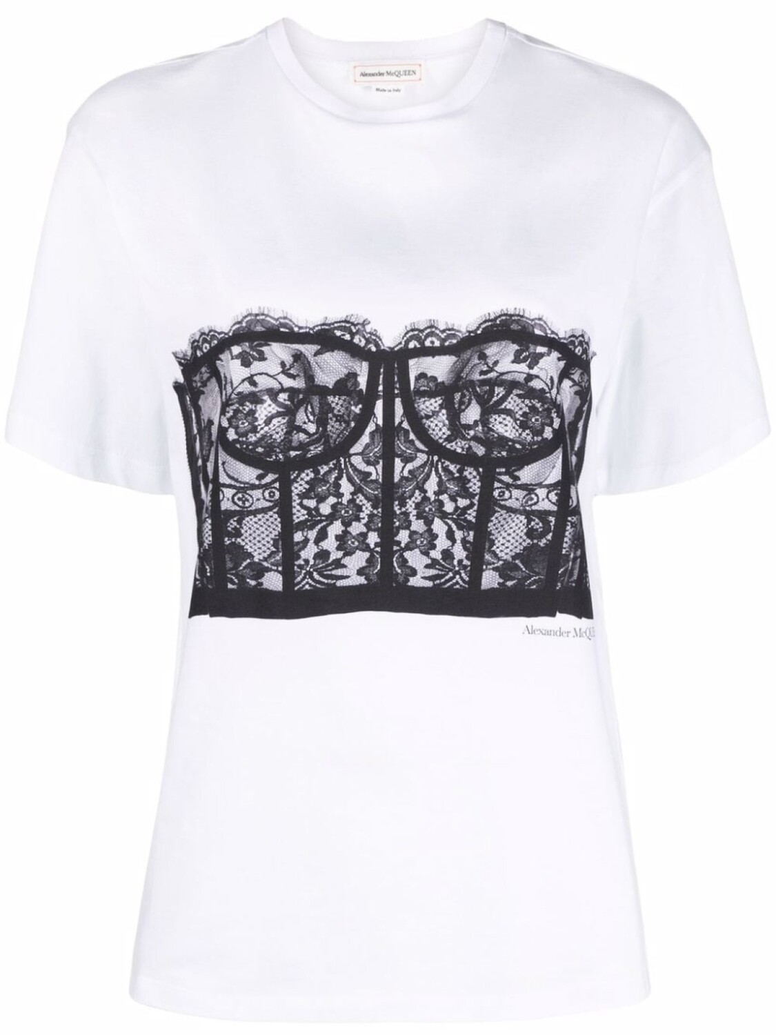 

Футболка с кружевной вставкой-корсетом Alexander McQueen, белый