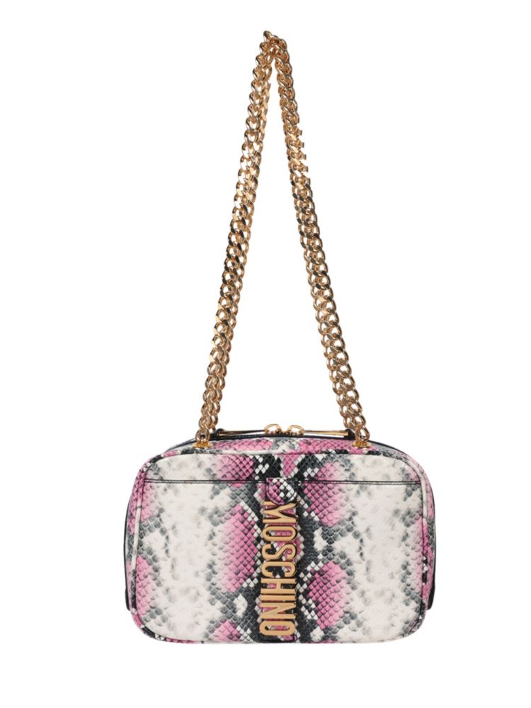 Кожаная сумка через плечо со змеиным принтом и логотипом Moschino, цвет Pink Multi кроссовки msgm multi pink multi