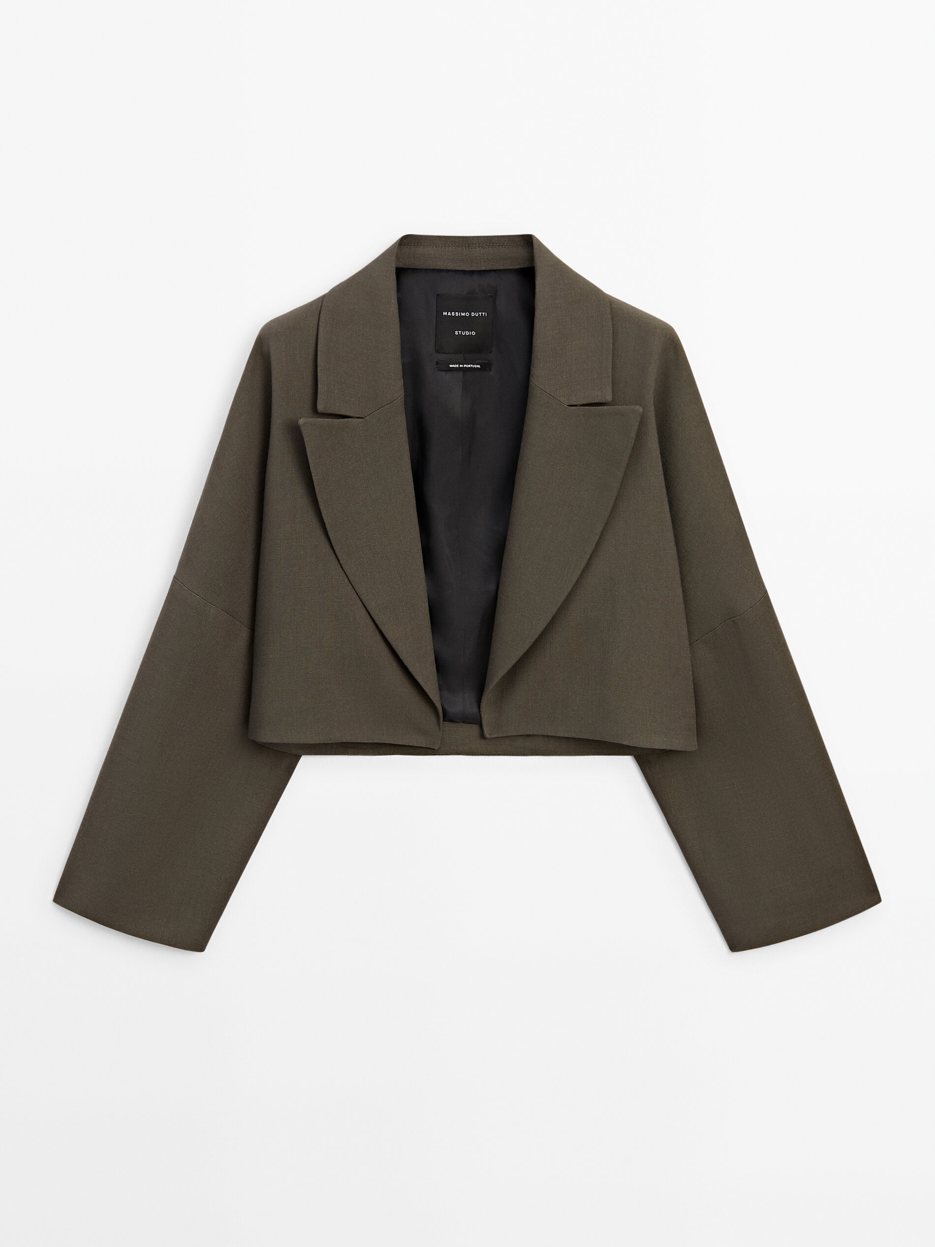 Укороченный пиджак Massimo Dutti, коричневый