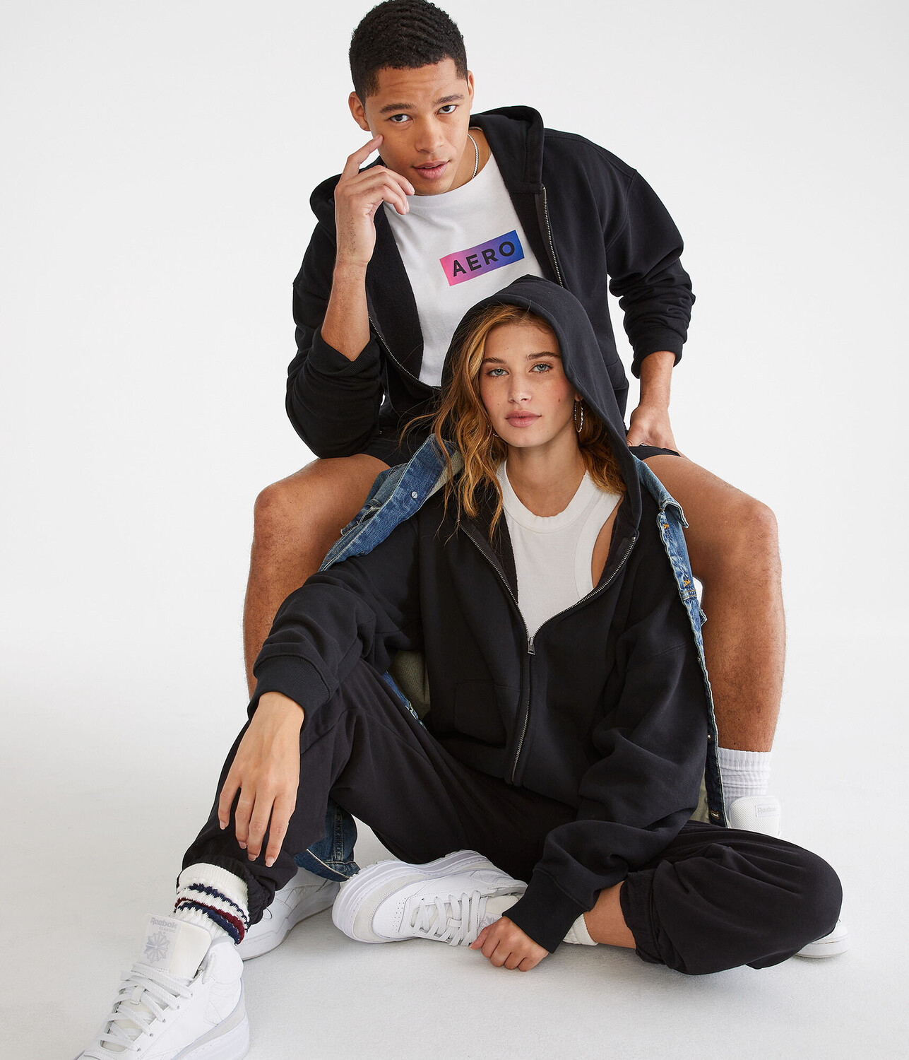 

Толстовка Essentials с молнией во всю длину Aeropostale, черный