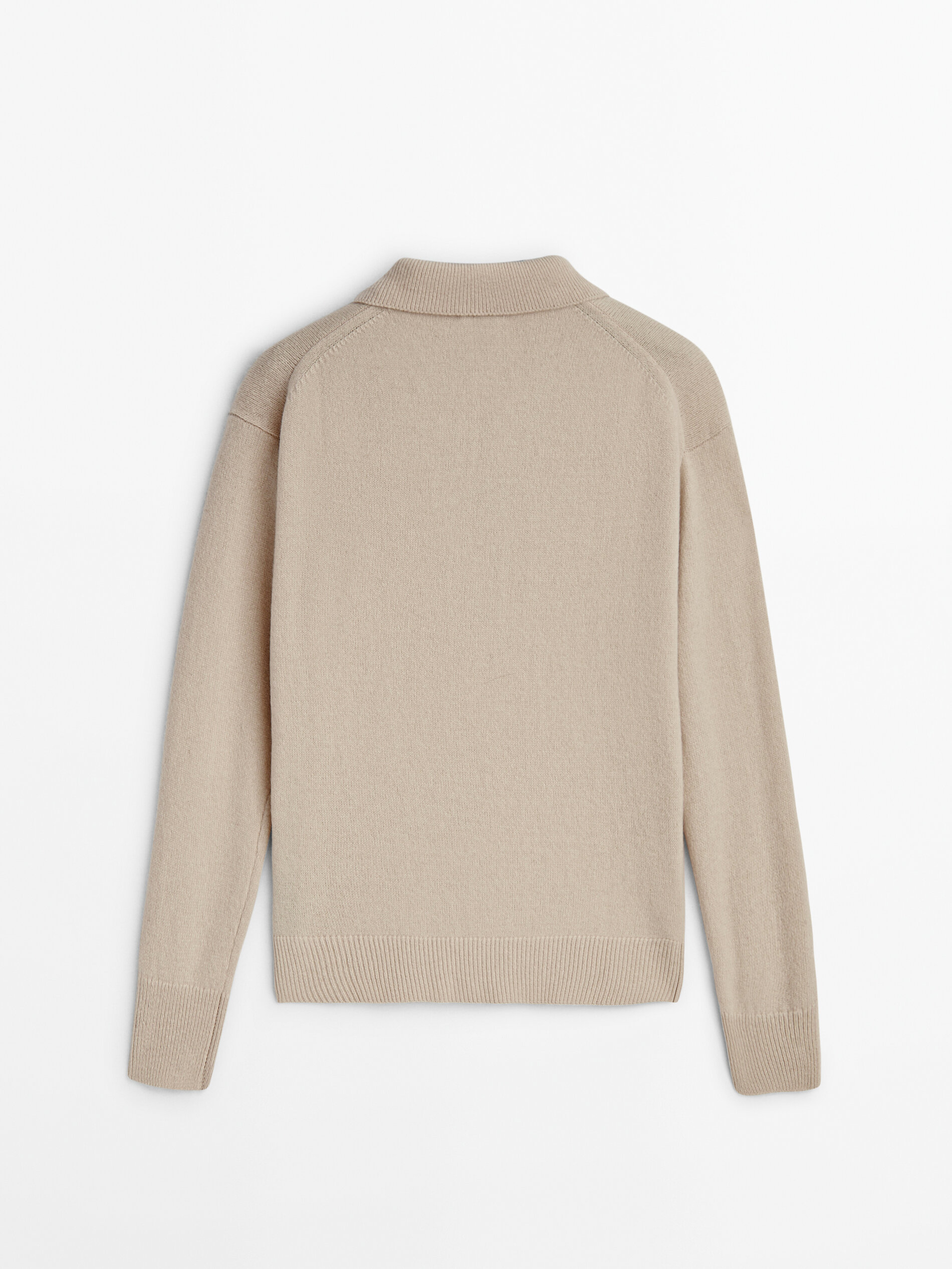 цена Трикотажный свитер-поло в полоску Massimo Dutti, кэмел