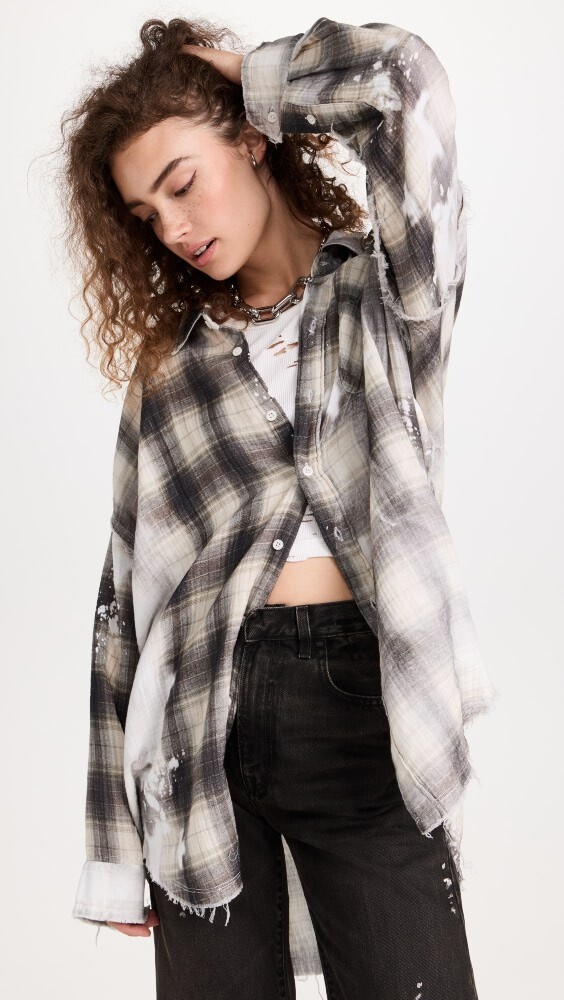 

Рубашка R13 Shredded Seam Drop Neck, экру