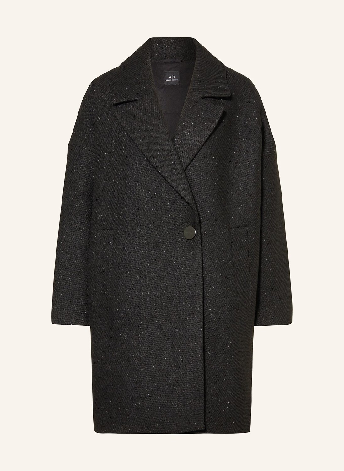 

Пальто из блестящей пряжи Armani Exchange, черный