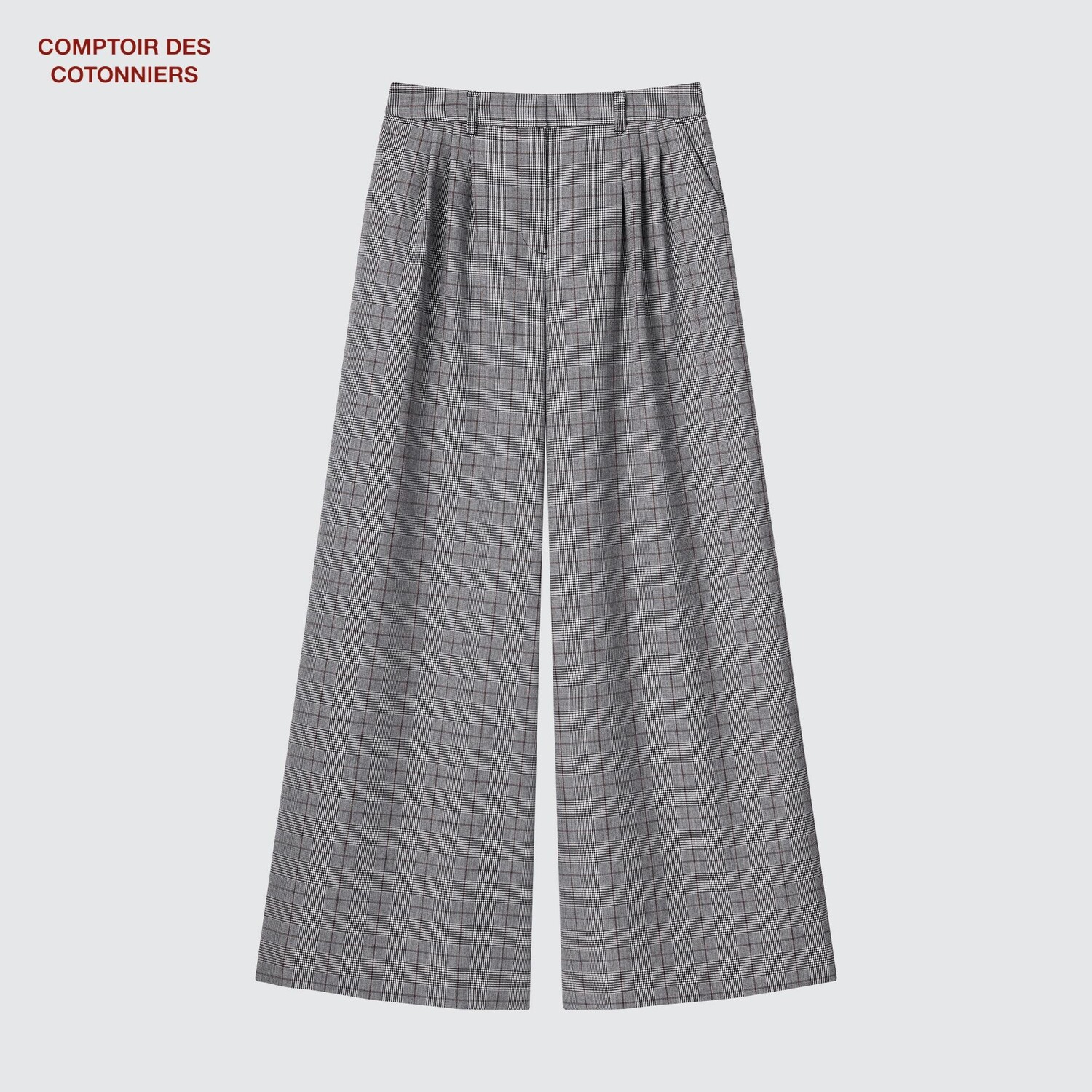 

Широкие брюки в клетку UNIQLO, серый