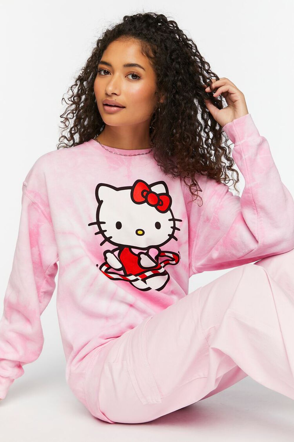 

Пуловер Hello Kitty с принтом тай-дай Forever 21, розовый