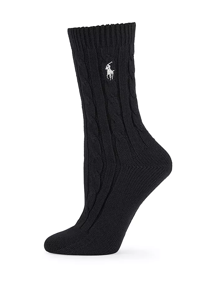 

Носки для экипажа косой вязки Polo Ralph Lauren, черный