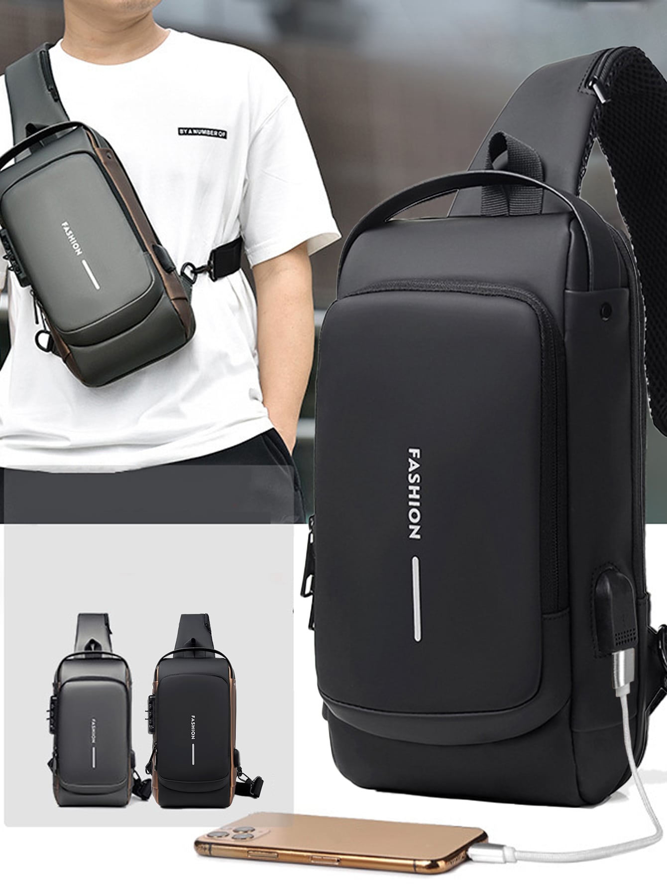 Мужские сумки через плечо, черный мужской многофункциональный деловой рюкзак для ноутбука 2022 дюйма с usb зарядкой