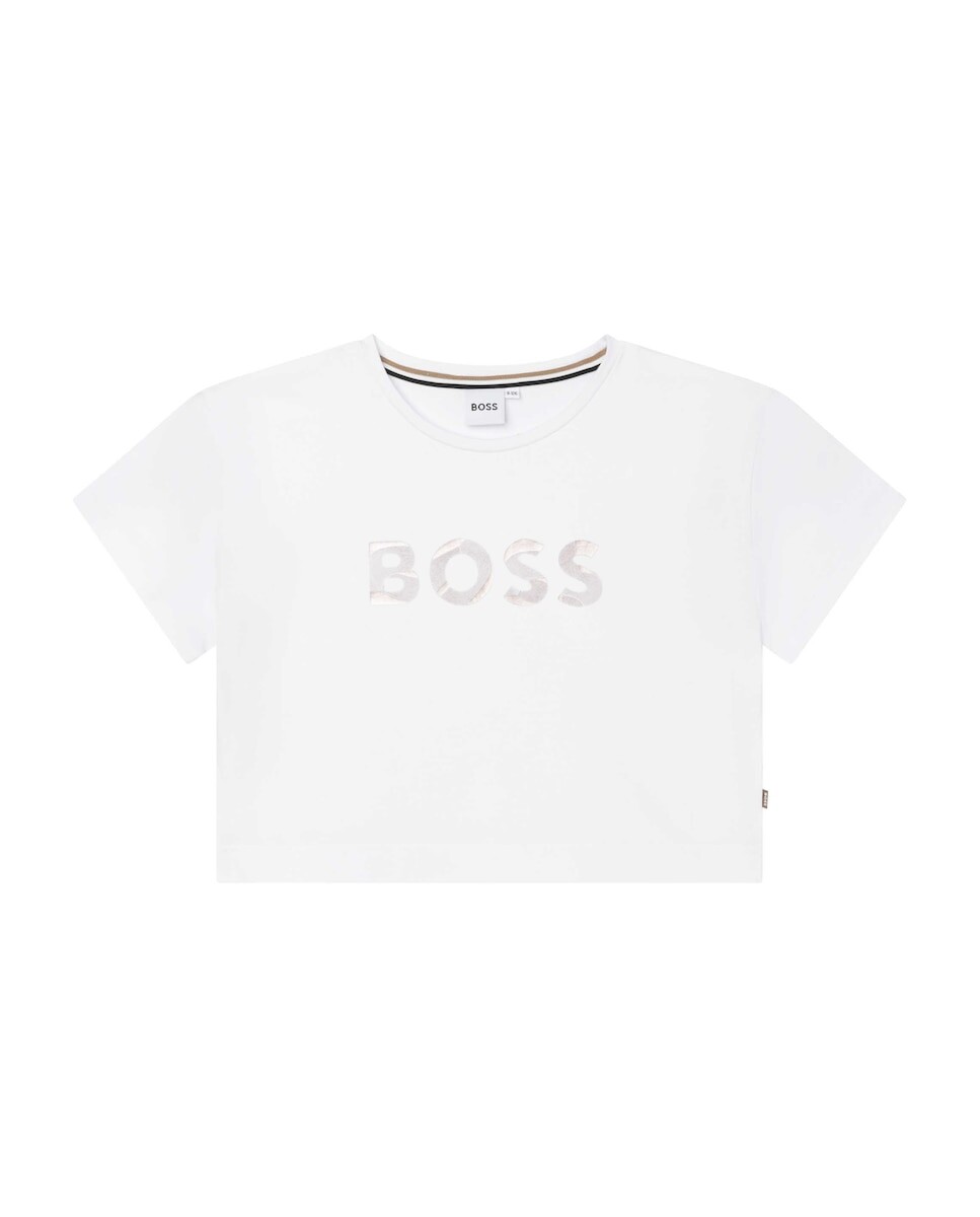 

Футболка для девочки с короткими рукавами и логотипом спереди BOSS Kidswear, белый