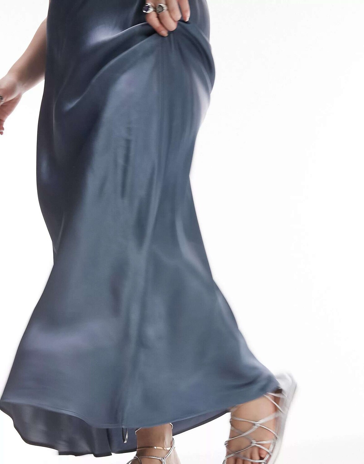 

Синяя атласная юбка макси Topshop