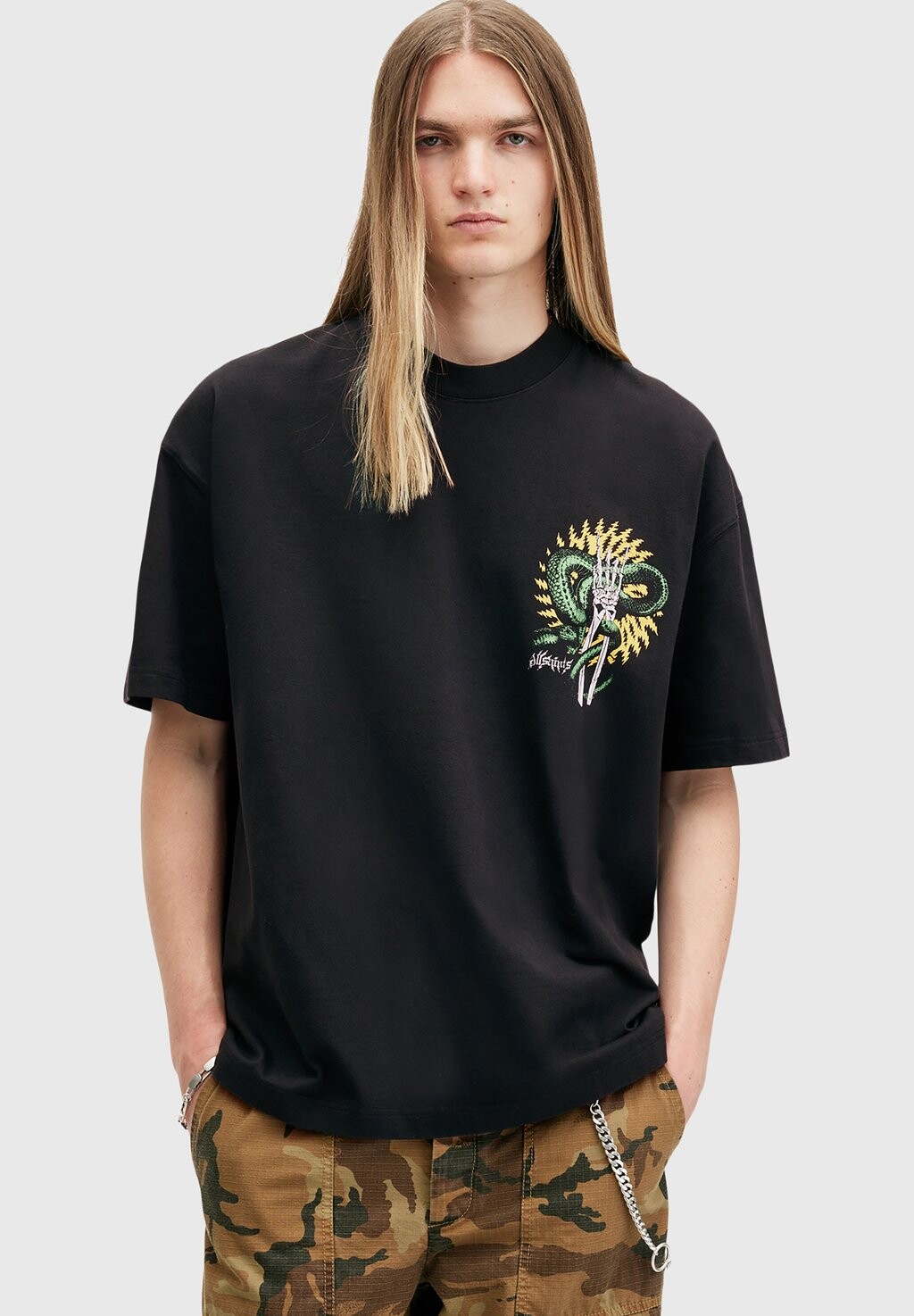 

Футболка с принтом KRAIT CREW AllSaints, черный