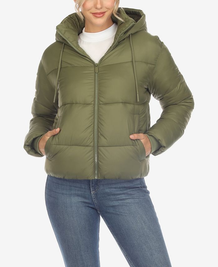 цена Женская куртка-бомбер-пуховик на молнии спереди с капюшоном White Mark, зеленый