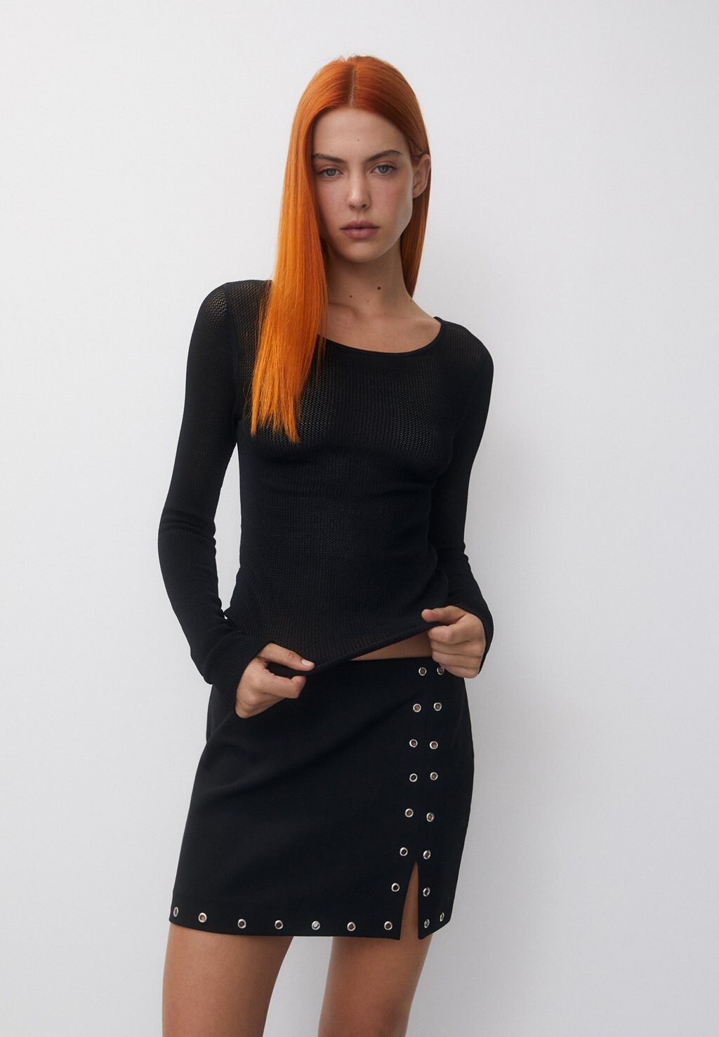 

Мини-юбка Studded PULL&BEAR, черный
