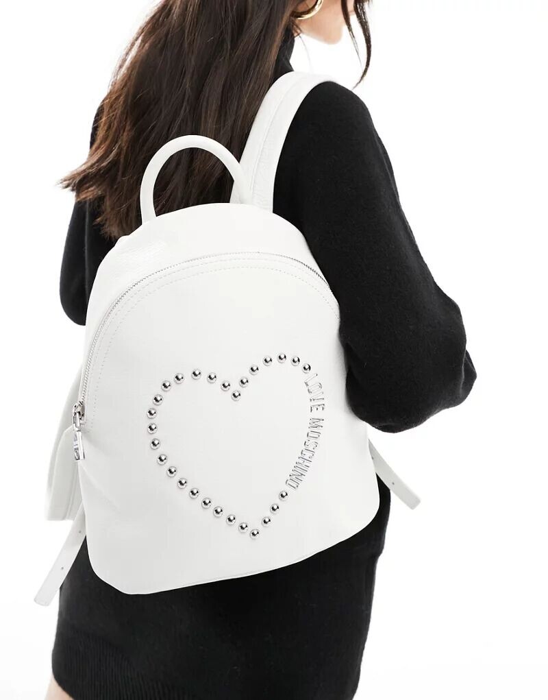 

Белый рюкзак с логотипом в форме сердца Love Moschino