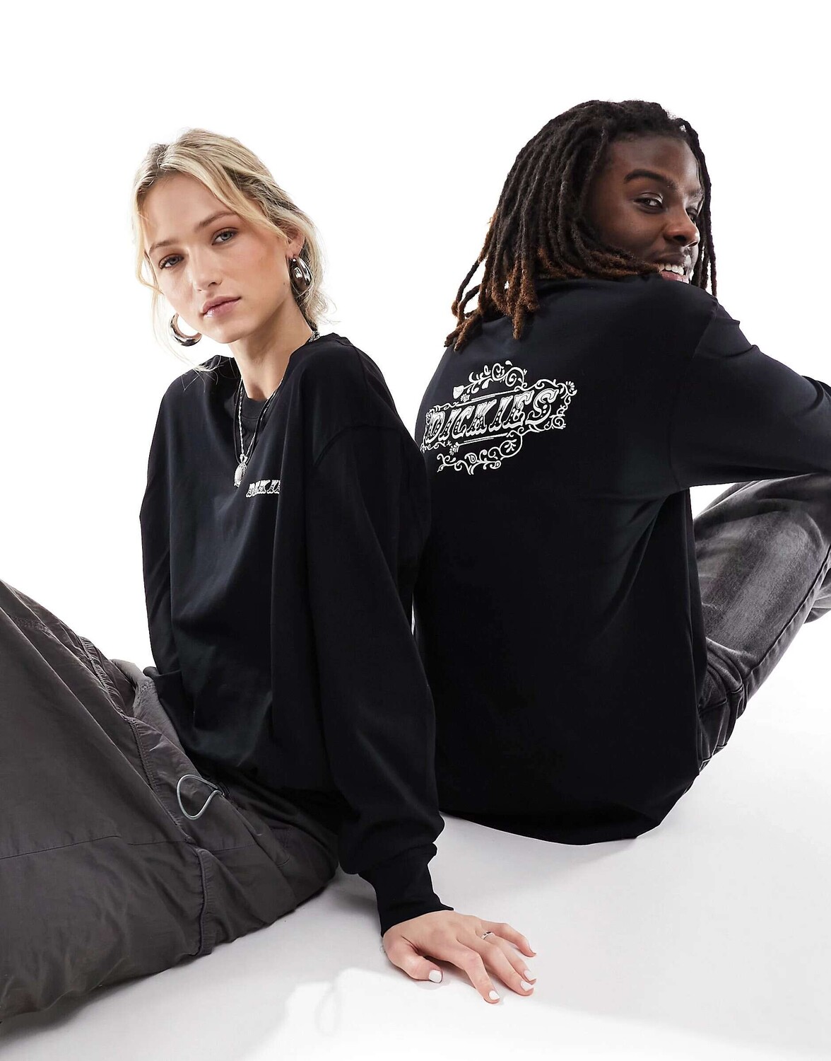 

Черная футболка с длинными рукавами и принтом на спине Dickies