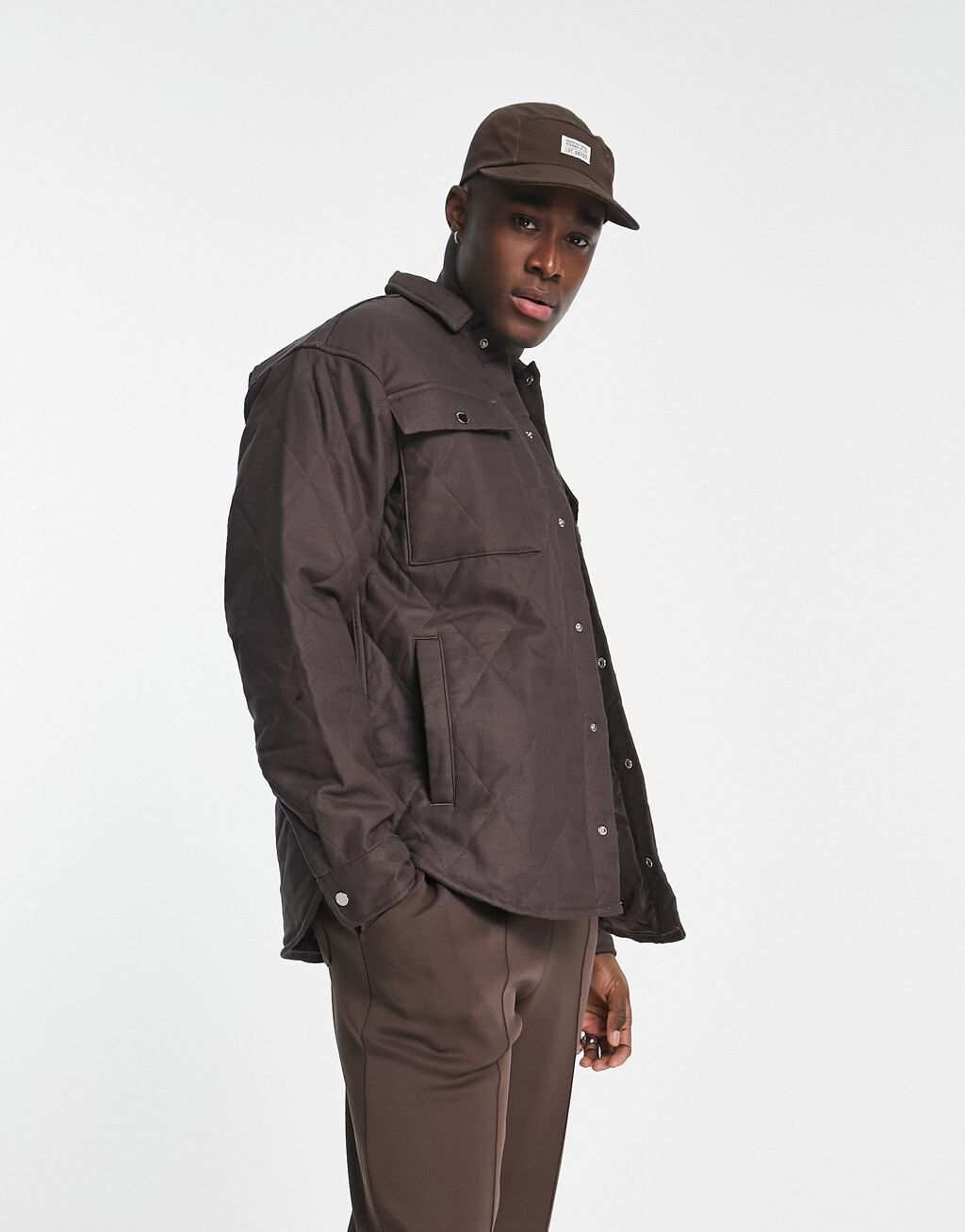 

Стеганая рубашка шоколадного цвета Jack & Jones Originals