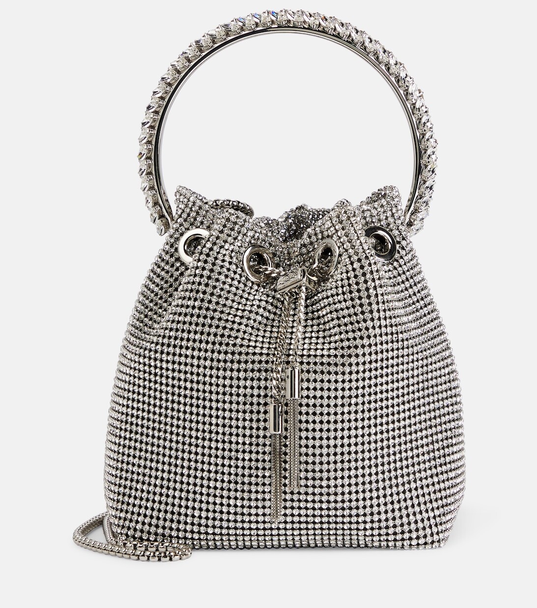 

Сумка-ведро Bon Bon с кристаллами Jimmy Choo, серебряный, Серый
