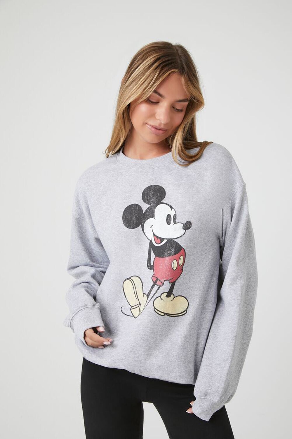 

Пуловер с рисунком Микки Мауса Forever 21, серый