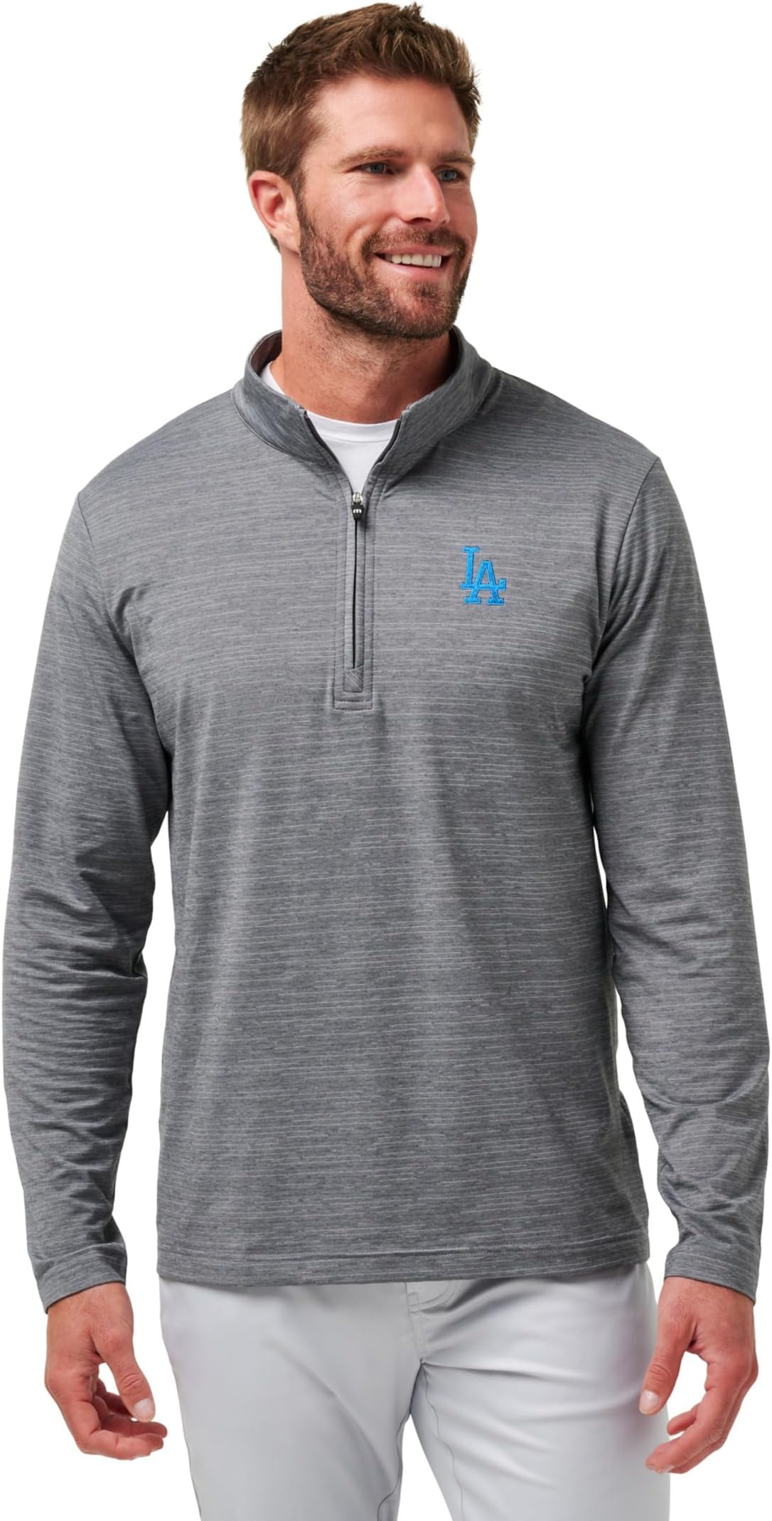 

Толстовка TravisMathew Los Angeles Dodgers The Heater 1/4 Zip, цвет Sleet/Quiet Shade