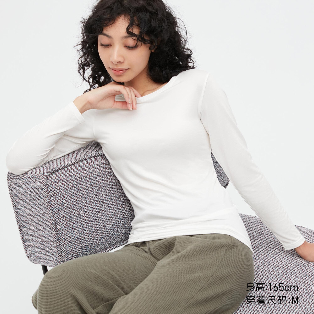 

Женская футболка Uniqlo HEATTECH с U-образным вырезом, белый