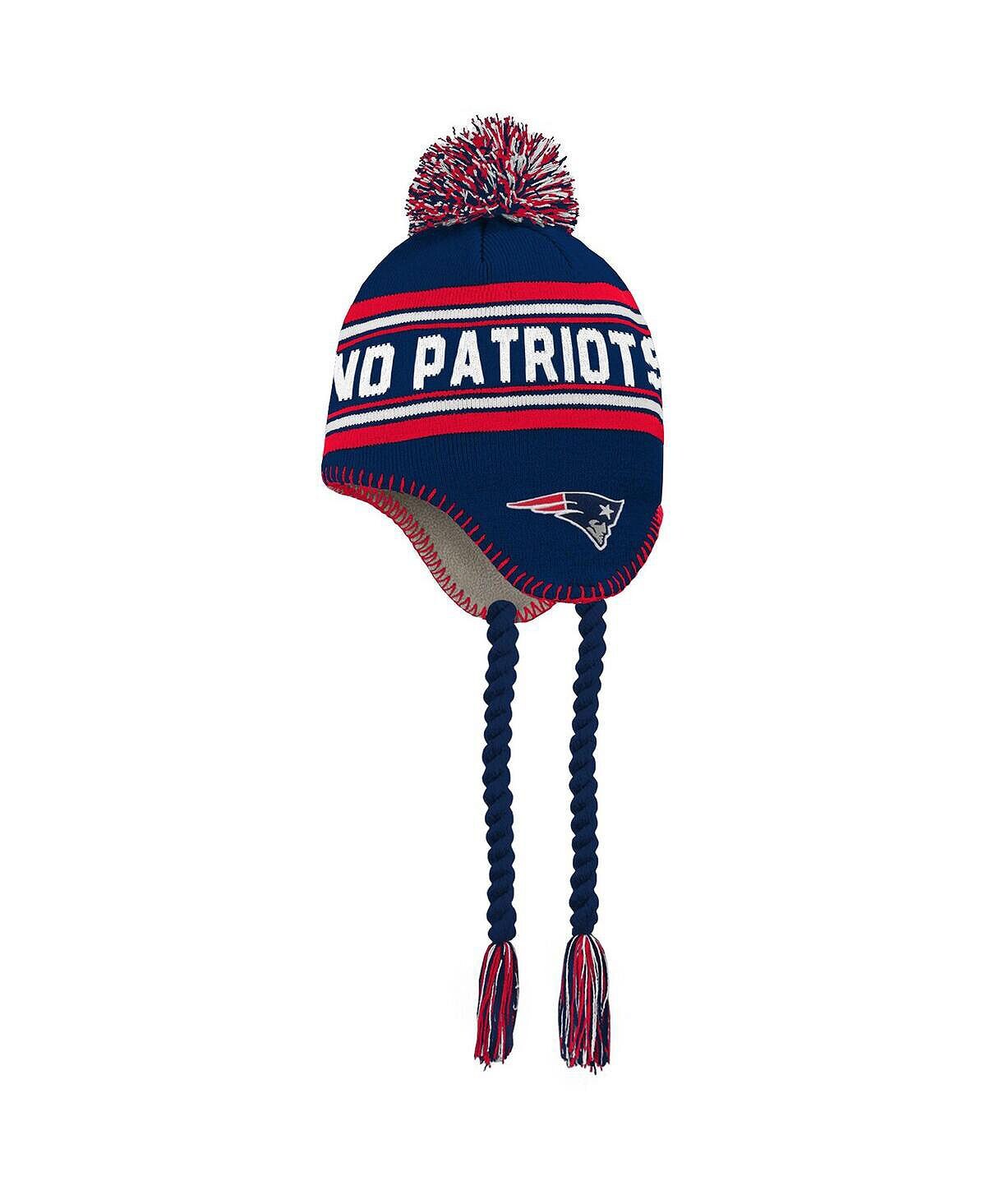 

Жаккардовая вязаная шапка New England Patriots с кисточками и помпоном для мальчиков и девочек дошкольного возраста. Outerstuff