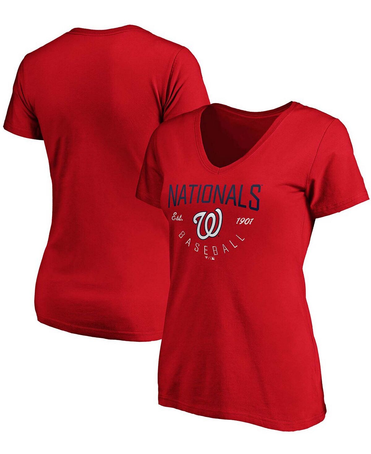 

Женская красная футболка Washington Nationals Live For It с v-образным вырезом Fanatics, красный