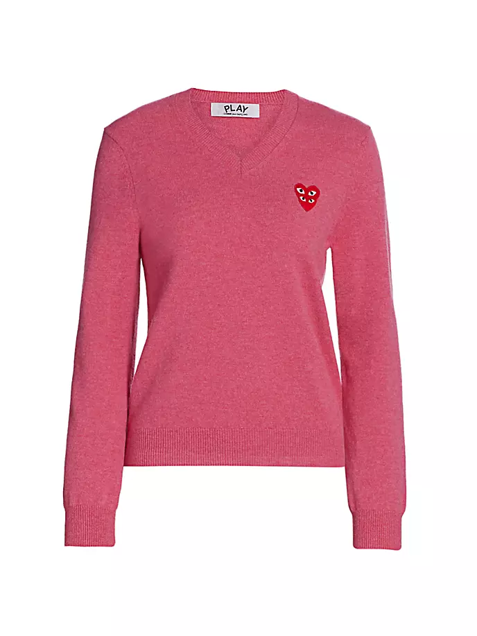

Пуловер с двойным сердцем и V-образным вырезом Comme Des Garçons Play, розовый