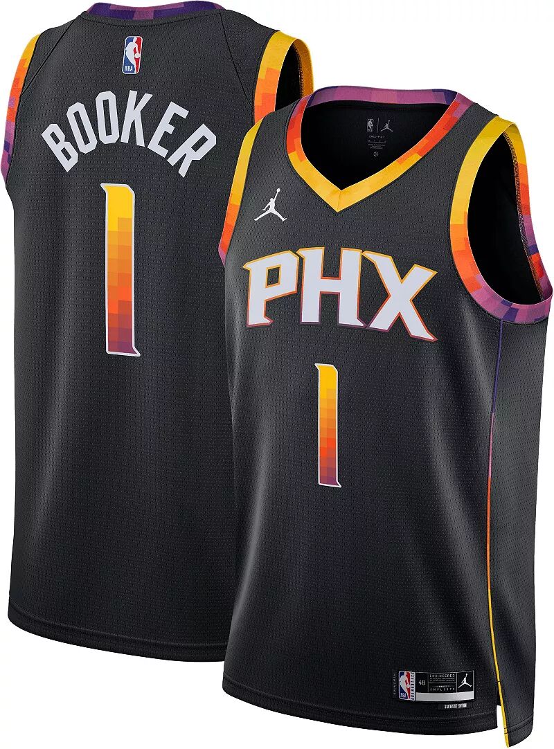 Мужская черная майка Jordan Phoenix Suns Devin Booker #1 Dri-FIT Swingman 2021 new mens american basketball phoenix devin booker jersey